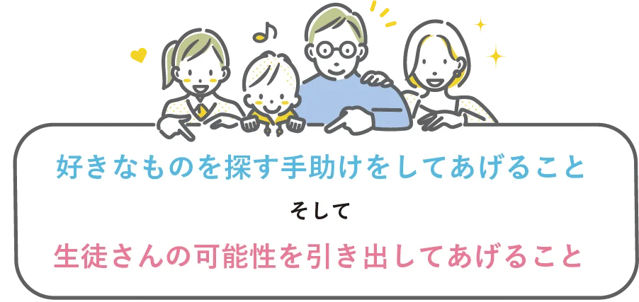 「好きなものを探す手助けをしてあげること」そして「生徒さんの可能性を引き出してあげること」